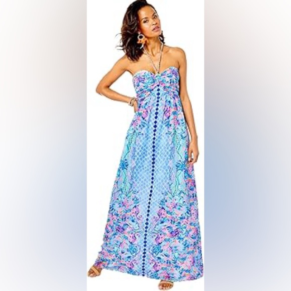 Lilly Pulitzer Viv Maxi Dress in Multi Hidden Treasure engineered size 12